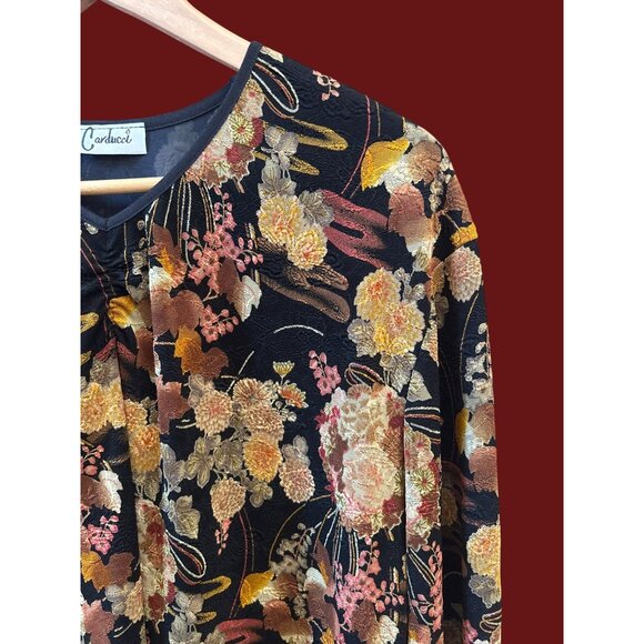 Vintage Y2K Carducci Dark Floral Fallcore Blouse Romantic Baroque Grandmacore - Picture 3 of 4